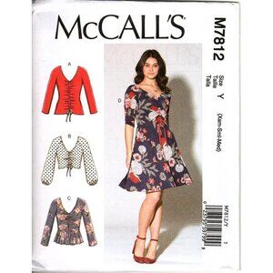 McCall's M7812 Misses XS to M Ruched Tops and Dress Sewing Pattern New